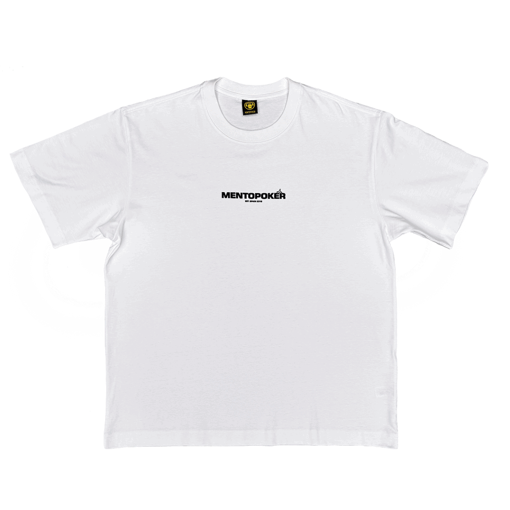 Camiseta blanca con logo Mentopoker.